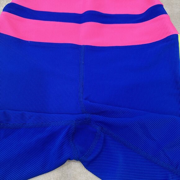 Beach Riot SPORT Biker Short MED Colorblock Neon Pink Yellow Blue USA Ribbed EUC - Picture 4 of 6